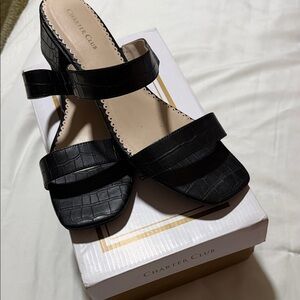 Charter Club Black Croc-Embossed Sandals